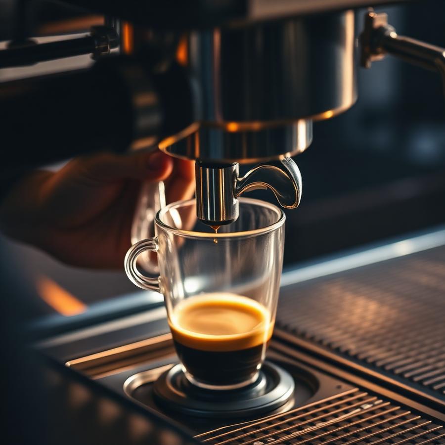 Espresso pulling from a portafilter