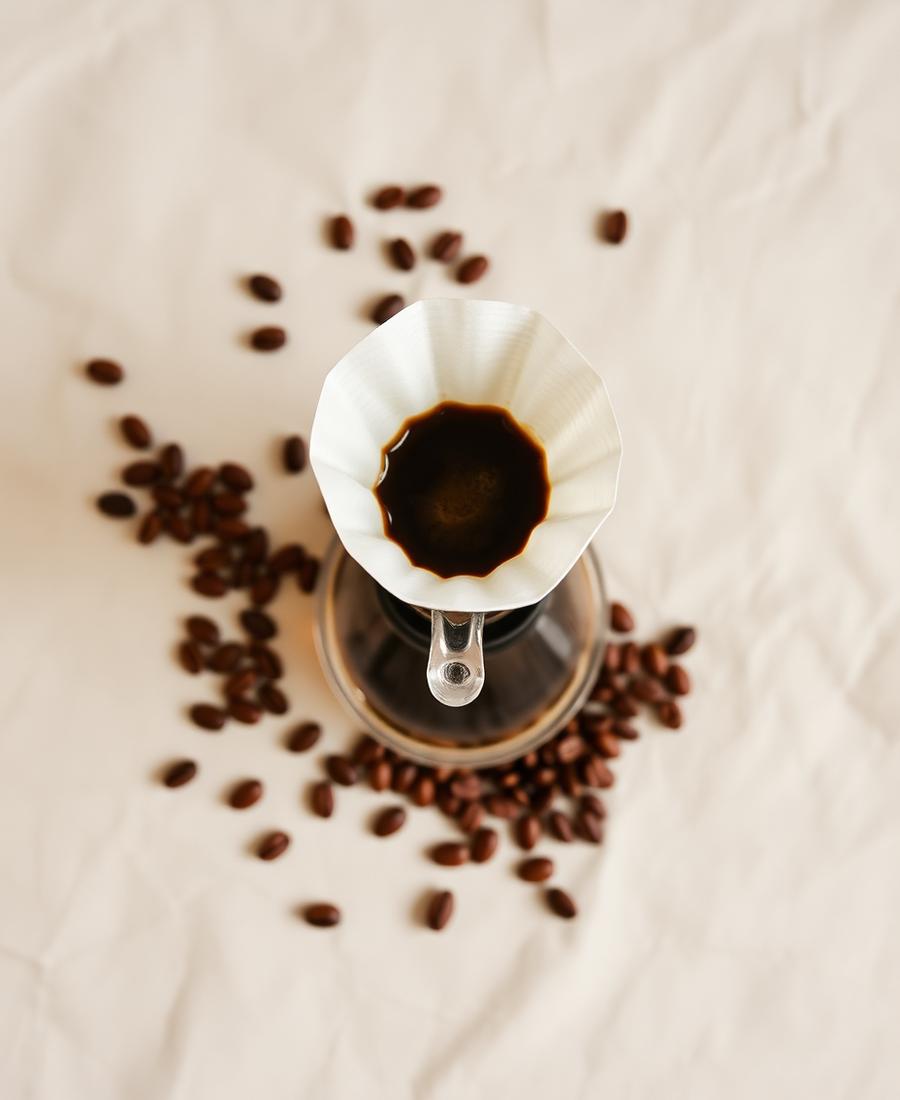Pour-over coffee with fresh beans